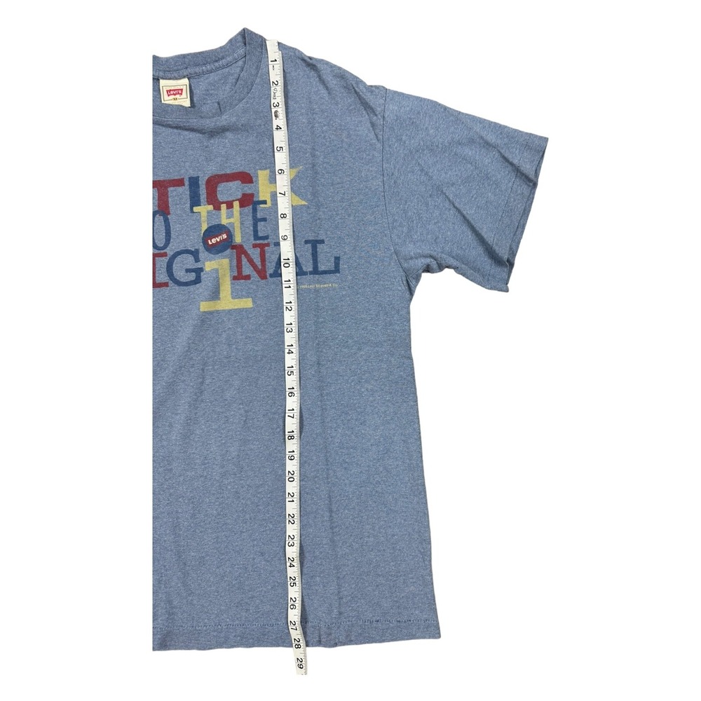 Levi's T-Shirt Men Medium Blue Good Vintage 90s 1995 Stick to the Original USA - Picture 6 of 7